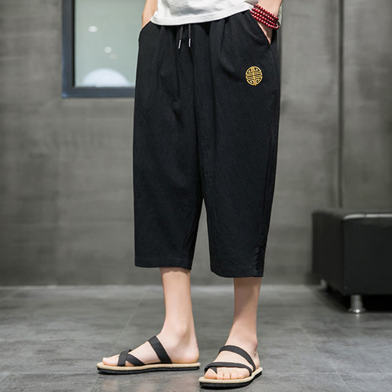 Nimara Ritual Summer Men's Drawstring Cropped Pants With Pockets