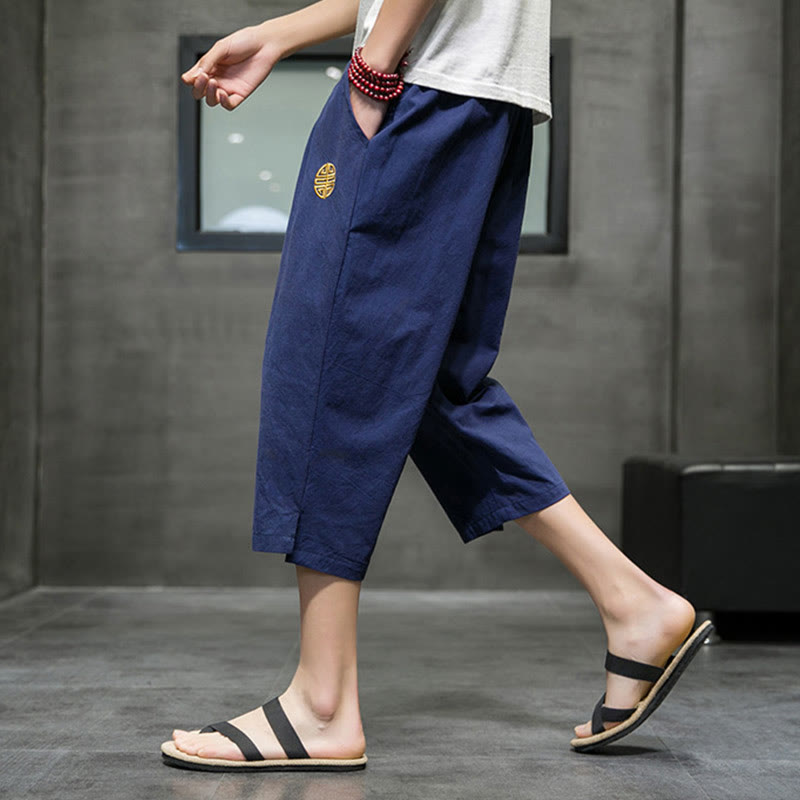 Nimara Ritual Summer Men's Drawstring Cropped Pants With Pockets