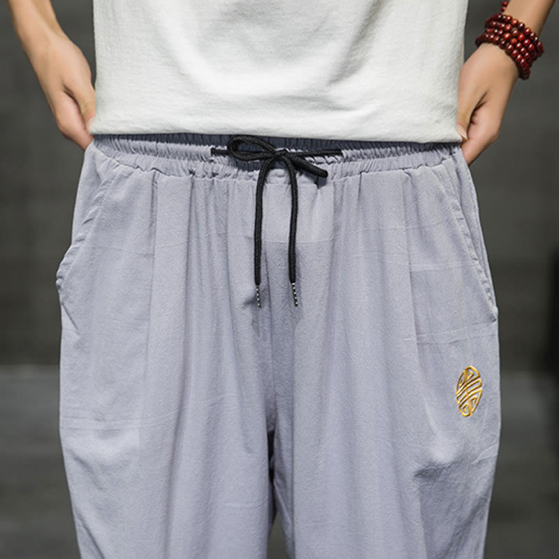 Nimara Ritual Summer Men's Drawstring Cropped Pants With Pockets
