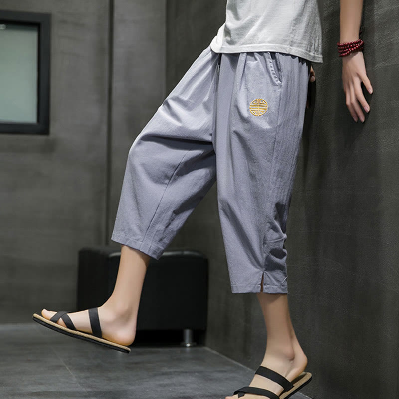 Nimara Ritual Summer Men's Drawstring Cropped Pants With Pockets