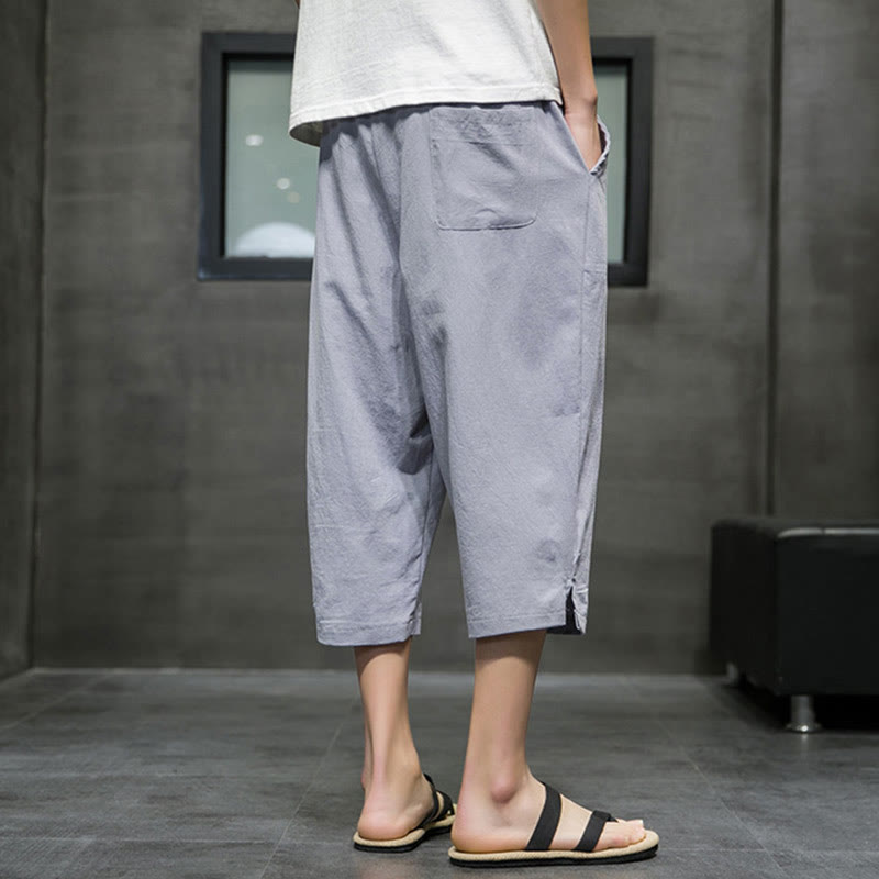 Nimara Ritual Summer Men's Drawstring Cropped Pants With Pockets