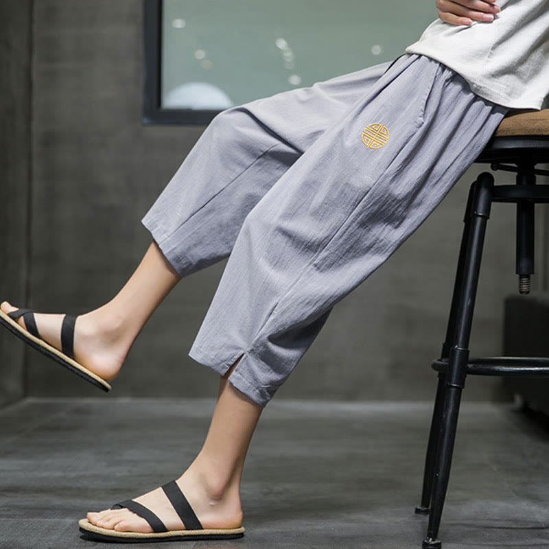 Nimara Ritual Summer Men's Drawstring Cropped Pants With Pockets