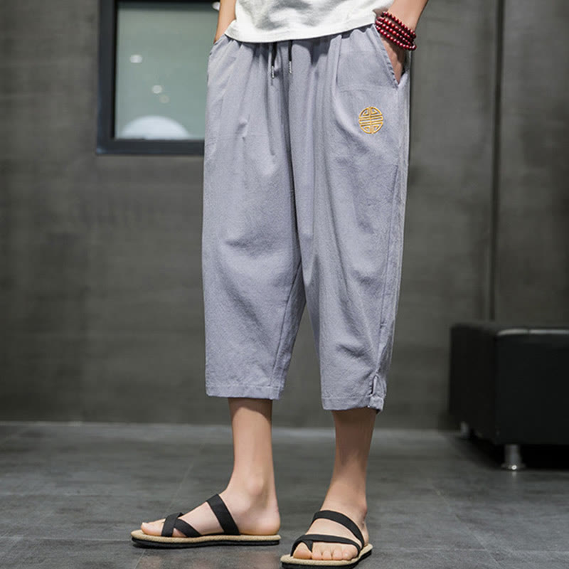 Nimara Ritual Summer Men's Drawstring Cropped Pants With Pockets