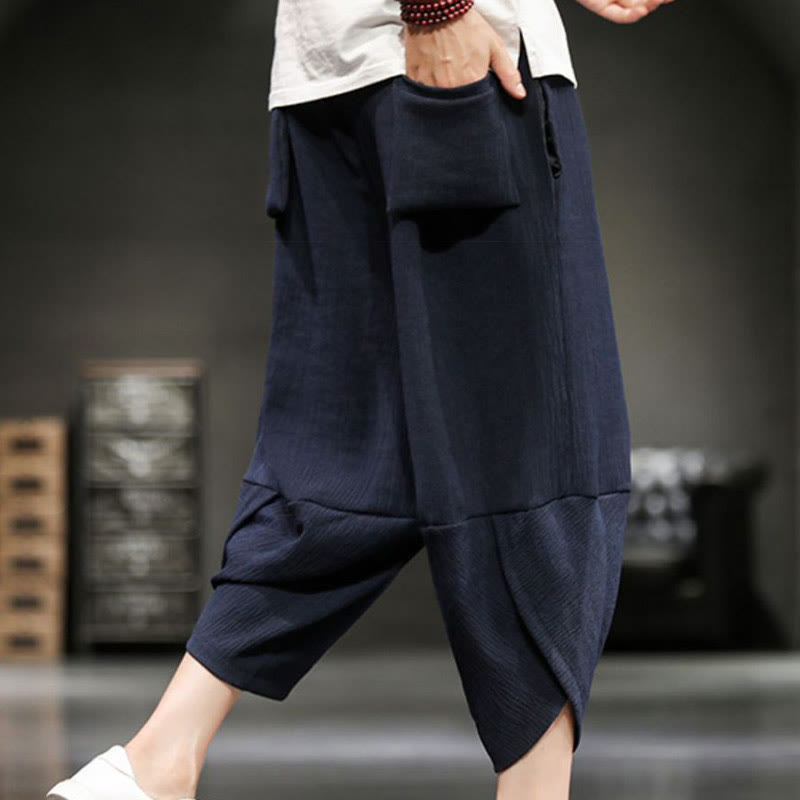 Nimara Ritual Summer Solid Men's Cropped Pants With Pockets