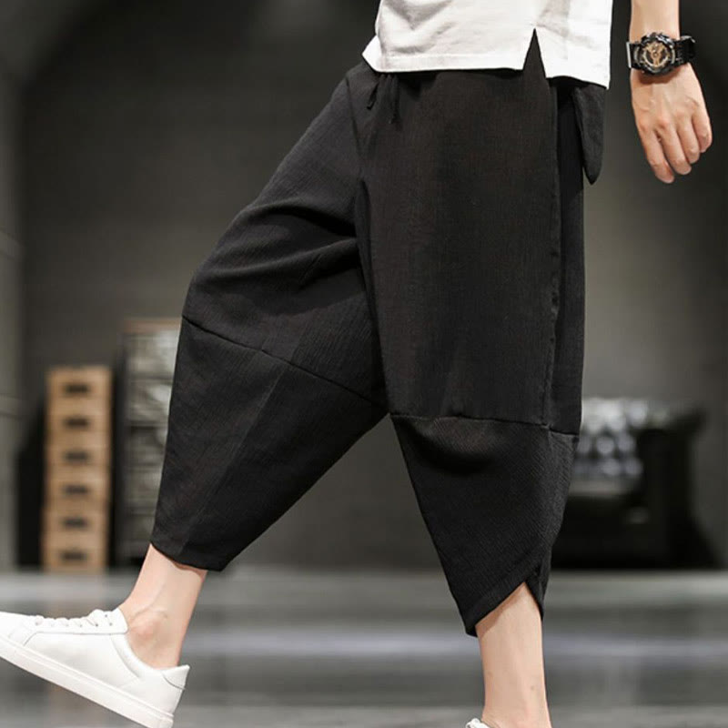 Nimara Ritual Summer Solid Men's Cropped Pants With Pockets