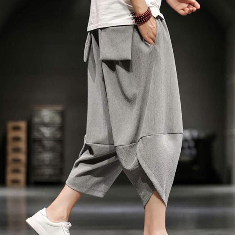 Nimara Ritual Summer Solid Men's Cropped Pants With Pockets