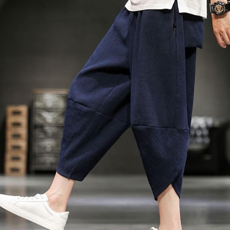 Nimara Ritual Summer Solid Men's Cropped Pants With Pockets