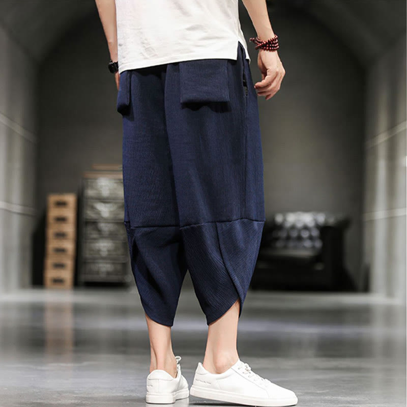 Nimara Ritual Summer Solid Men's Cropped Pants With Pockets