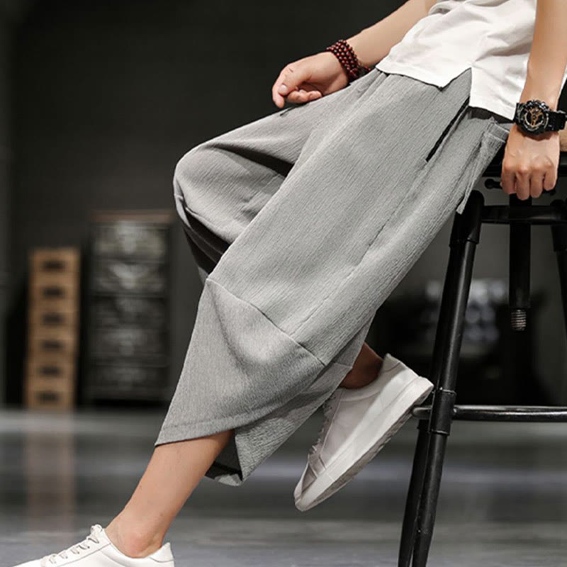 Nimara Ritual Summer Solid Men's Cropped Pants With Pockets