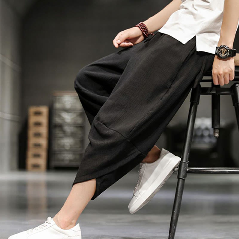Nimara Ritual Summer Solid Men's Cropped Pants With Pockets