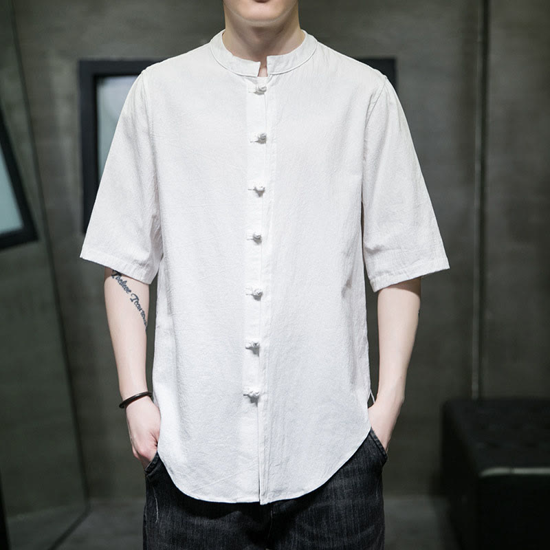 Nimara Ritual Plain Color Men's Half Sleeve Cotton Shirt