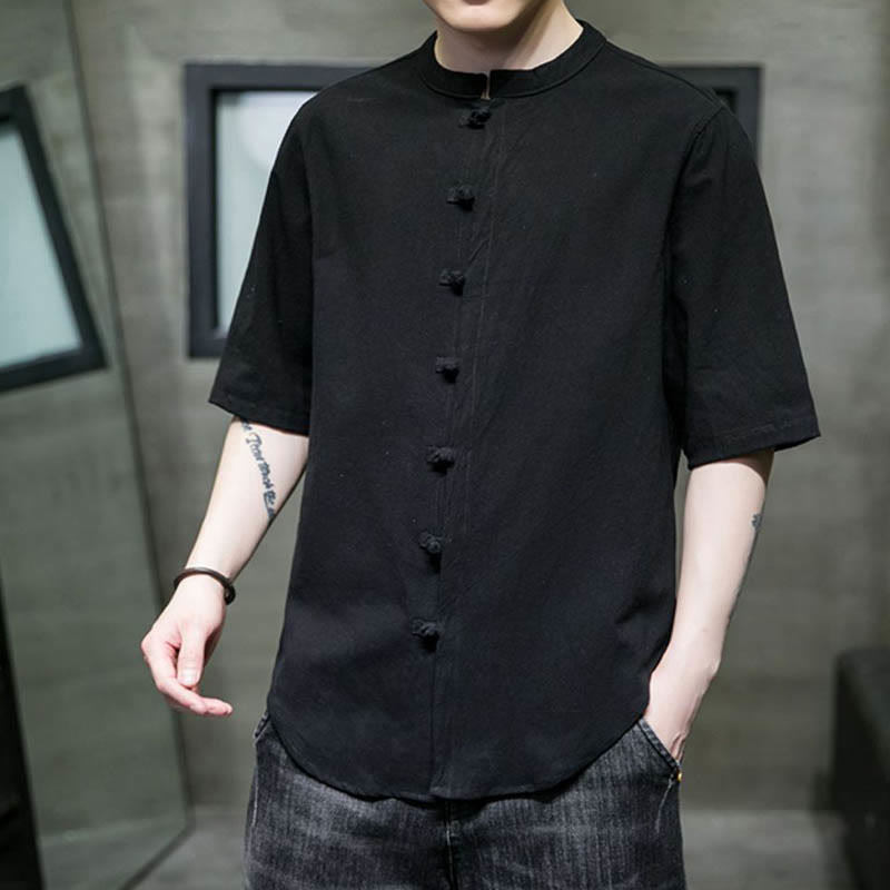 Nimara Ritual Plain Color Men's Half Sleeve Cotton Shirt