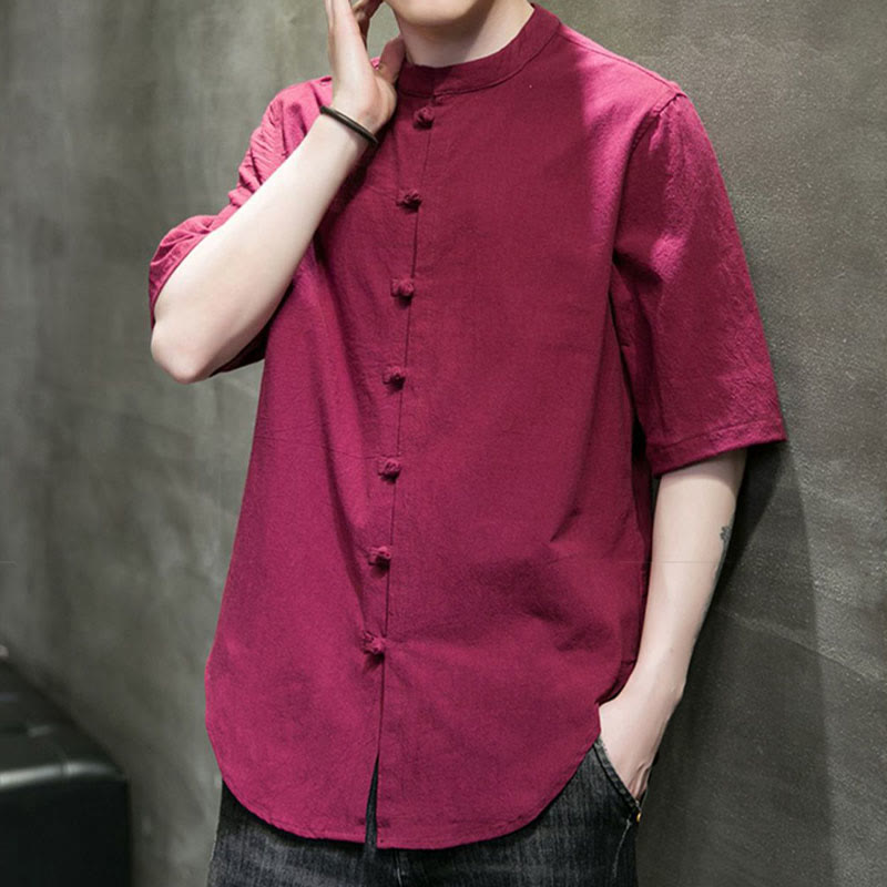 Nimara Ritual Plain Color Men's Half Sleeve Cotton Shirt