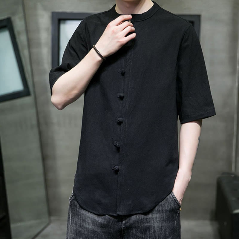 Nimara Ritual Plain Color Men's Half Sleeve Cotton Shirt