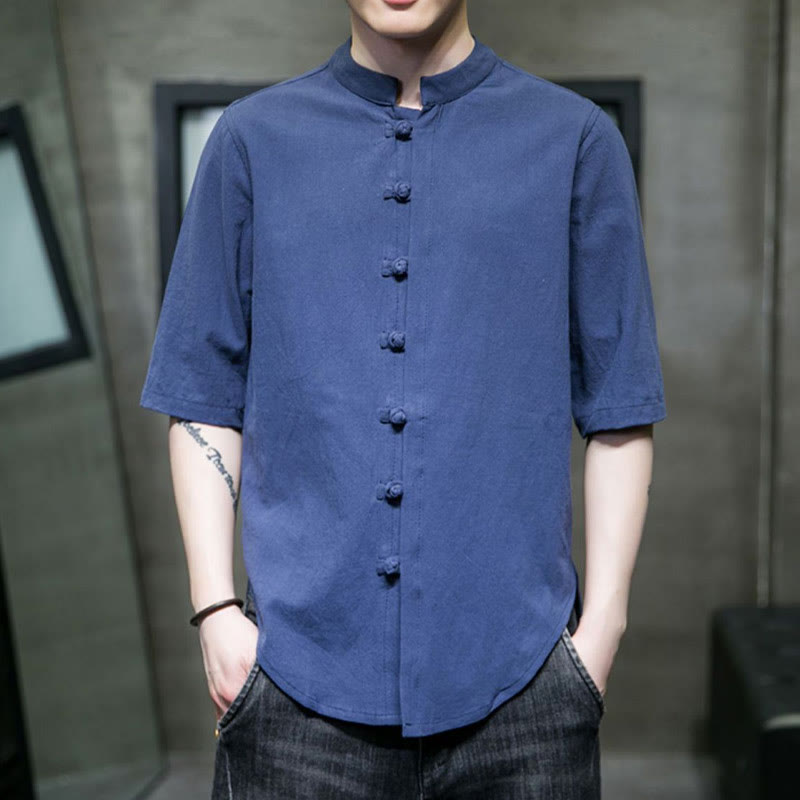 Nimara Ritual Plain Color Men's Half Sleeve Cotton Shirt