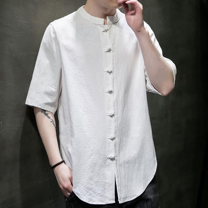 Nimara Ritual Plain Color Men's Half Sleeve Cotton Shirt