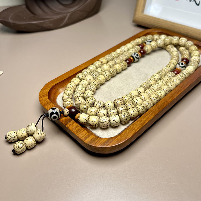 Nimara Ritual 108 Mala Beads Bodhi Seed Dzi Bead Keep Away Evil Spirits Bracelet