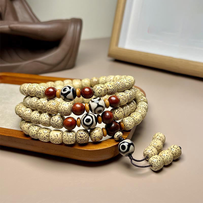 Nimara Ritual 108 Mala Beads Bodhi Seed Dzi Bead Keep Away Evil Spirits Bracelet