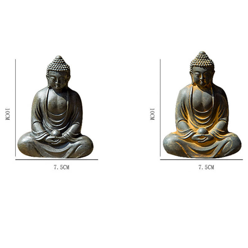 Nimara Ritual Tibetan Meditating Buddha Iron Powder Rust Cast Resin Statue Serenity Decoration