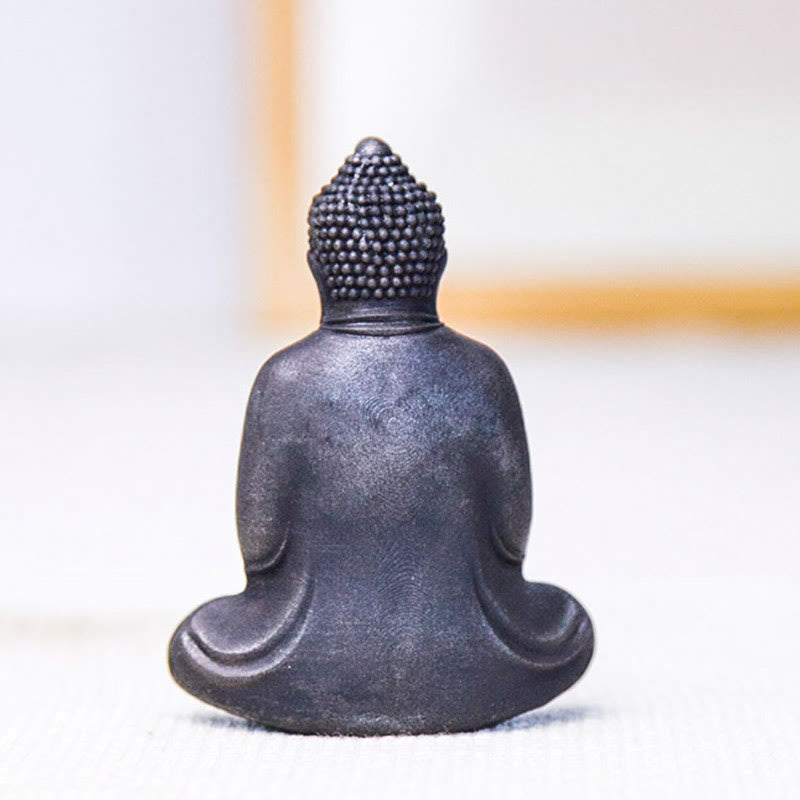 Nimara Ritual Tibetan Meditating Buddha Iron Powder Rust Cast Resin Statue Serenity Decoration