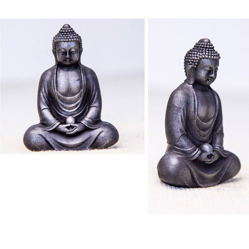 Nimara Ritual Tibetan Meditating Buddha Iron Powder Rust Cast Resin Statue Serenity Decoration