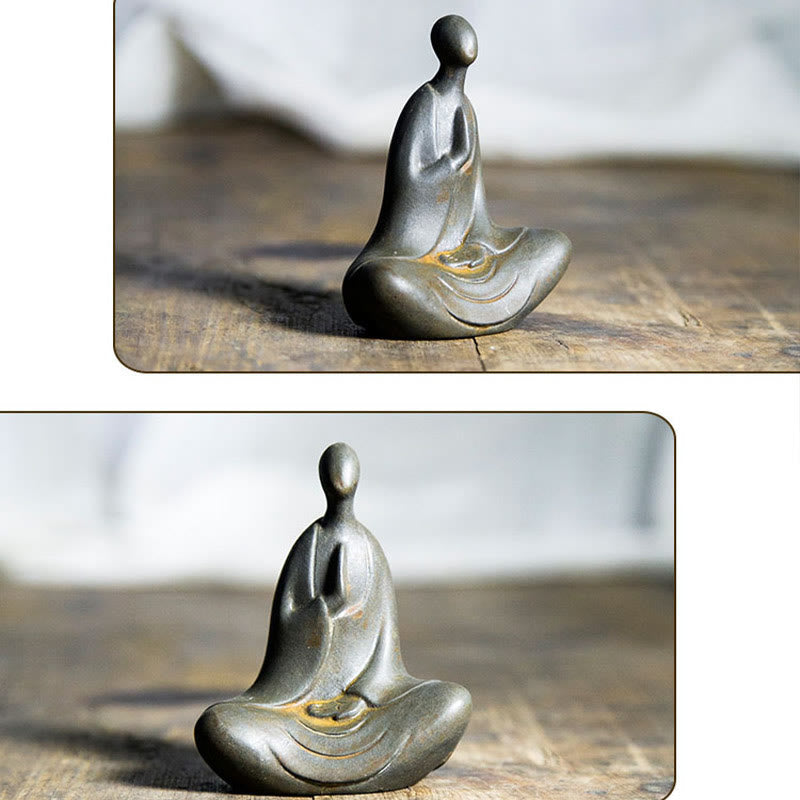Nimara Ritual Tibetan Buddha Iron Powder Rust Cast Resin Statue Desk Decoration