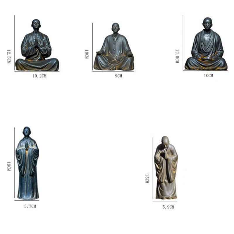 Nimara Ritual Meditating Praying Monk Iron Powder Rust Cast Resin Statue Home Decoration