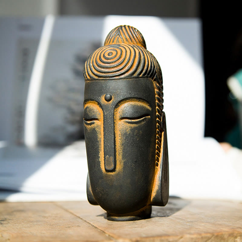 Nimara Ritual Closed Eyes Meditating Buddha Iron Powder Rust Cast Resin Statue Home Decoration