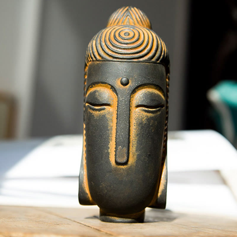 Nimara Ritual Closed Eyes Meditating Buddha Iron Powder Rust Cast Resin Statue Home Decoration