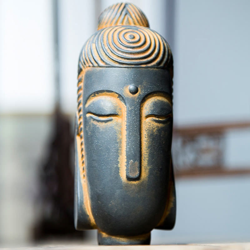 Nimara Ritual Closed Eyes Meditating Buddha Iron Powder Rust Cast Resin Statue Home Decoration