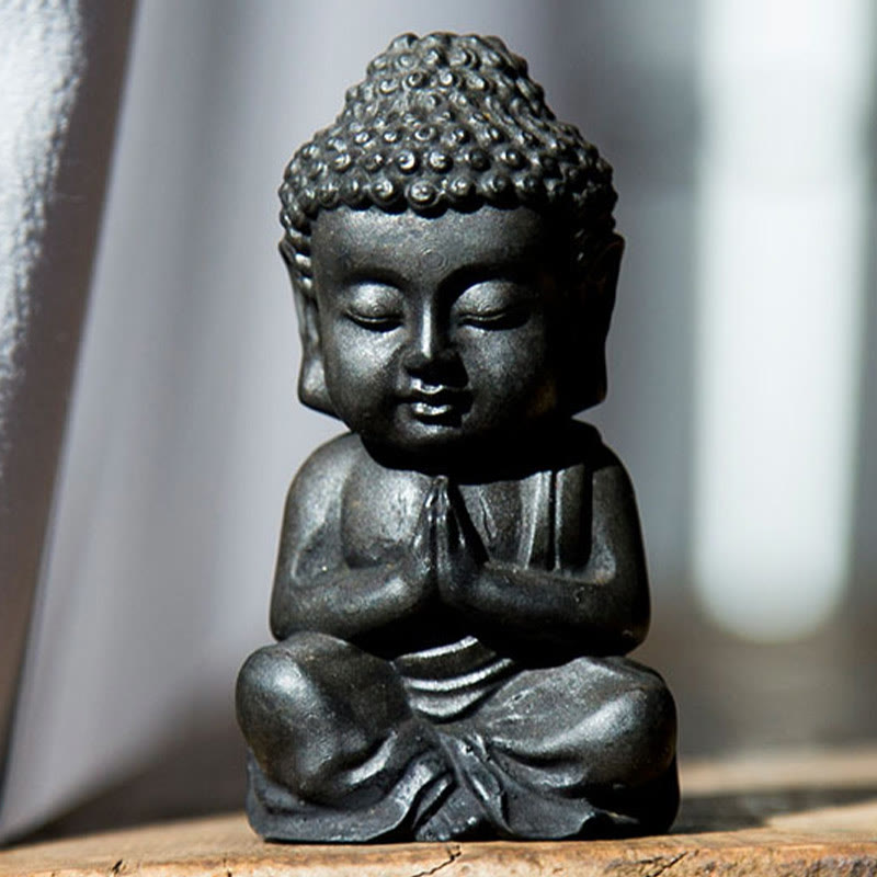 Nimara Ritual Handmade Small Sakyamuni Buddha Iron Powder Rust Cast Resin Statue Decoration