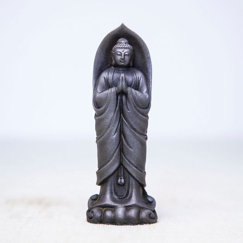 Nimara Ritual Handmade Sakyamuni Buddha Namaste Iron Powder Rust Cast Resin Statue Decoration