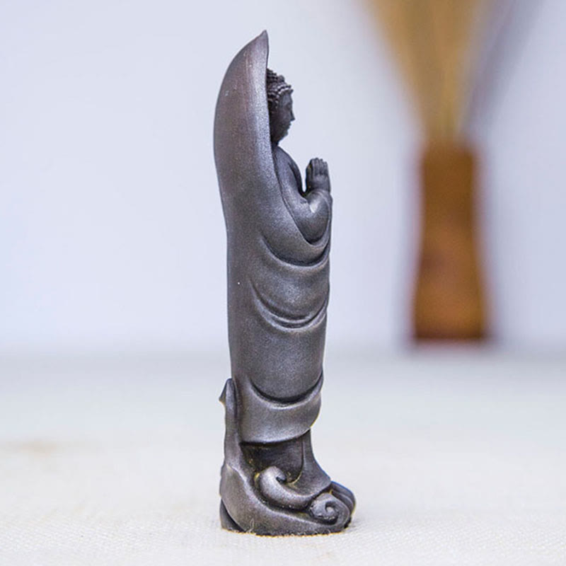 Nimara Ritual Handmade Sakyamuni Buddha Namaste Iron Powder Rust Cast Resin Statue Decoration