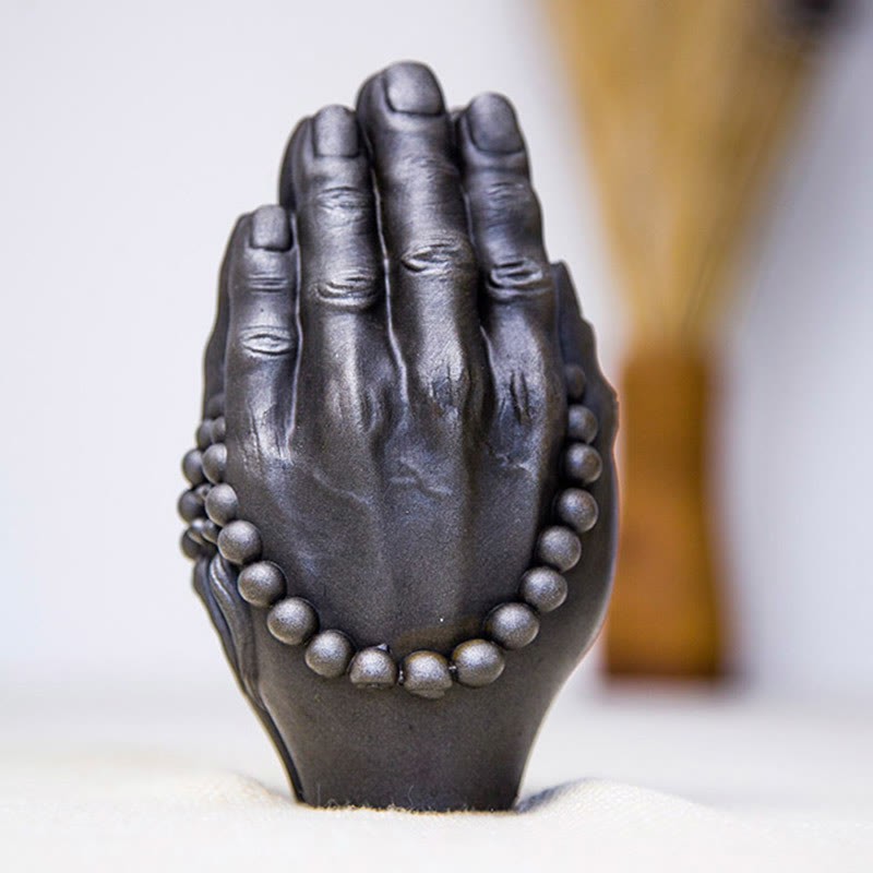 Nimara Ritual Handmade Buddha Hand Namaste Iron Powder Rust Cast Resin Statue Decoration