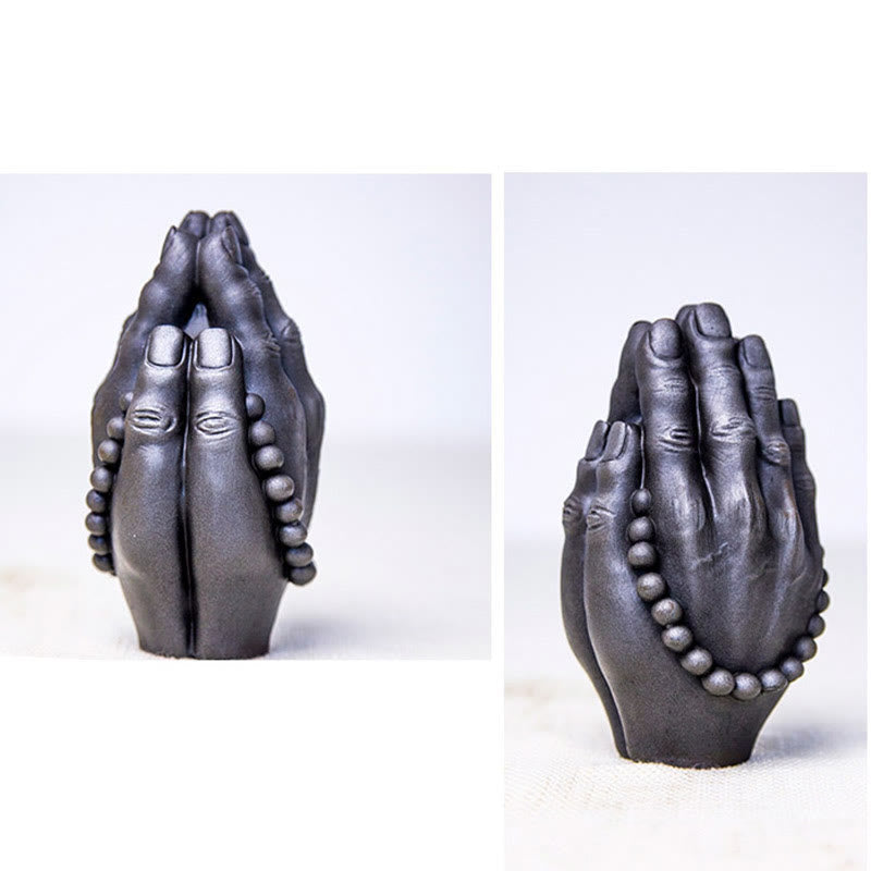 Nimara Ritual Handmade Buddha Hand Namaste Iron Powder Rust Cast Resin Statue Decoration