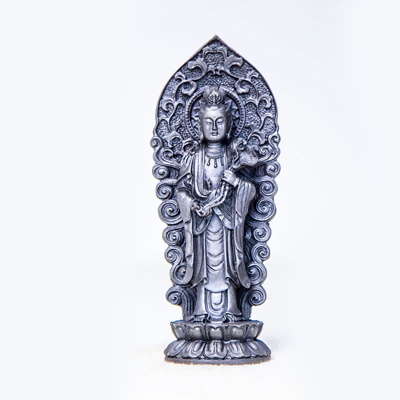 Nimara Ritual Handmade Amitabha Guanyin Avalokitesvara Mahasthamaprapta Iron Powder Rust Cast Resin Statue Decoration
