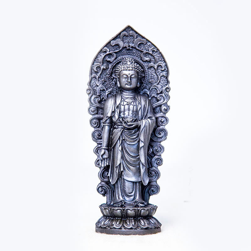 Nimara Ritual Handmade Amitabha Guanyin Avalokitesvara Mahasthamaprapta Iron Powder Rust Cast Resin Statue Decoration