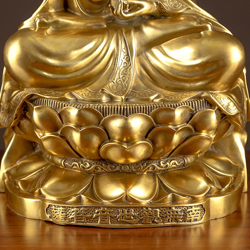 Nimara Ritual Kwan Yin Avalokitesvara Wealth Brass Copper Statue Home Desk Decoration