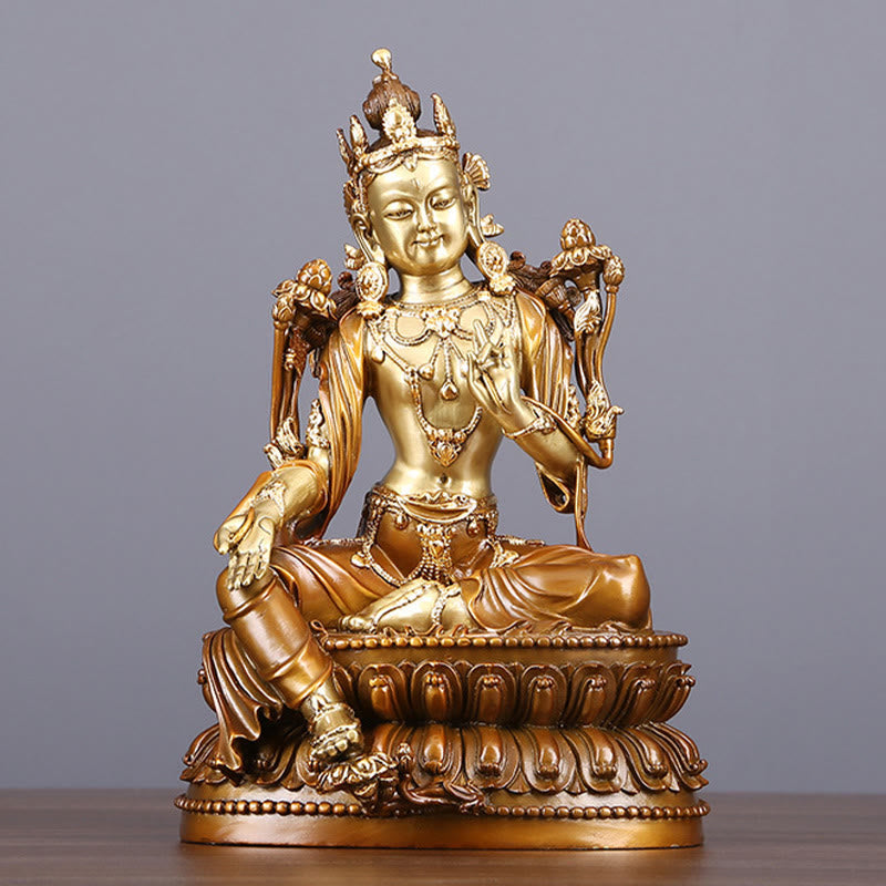 Nimara Ritual Bodhisattva Green Tara Figurine Protection Brass Copper Statue Home Offering Decoration