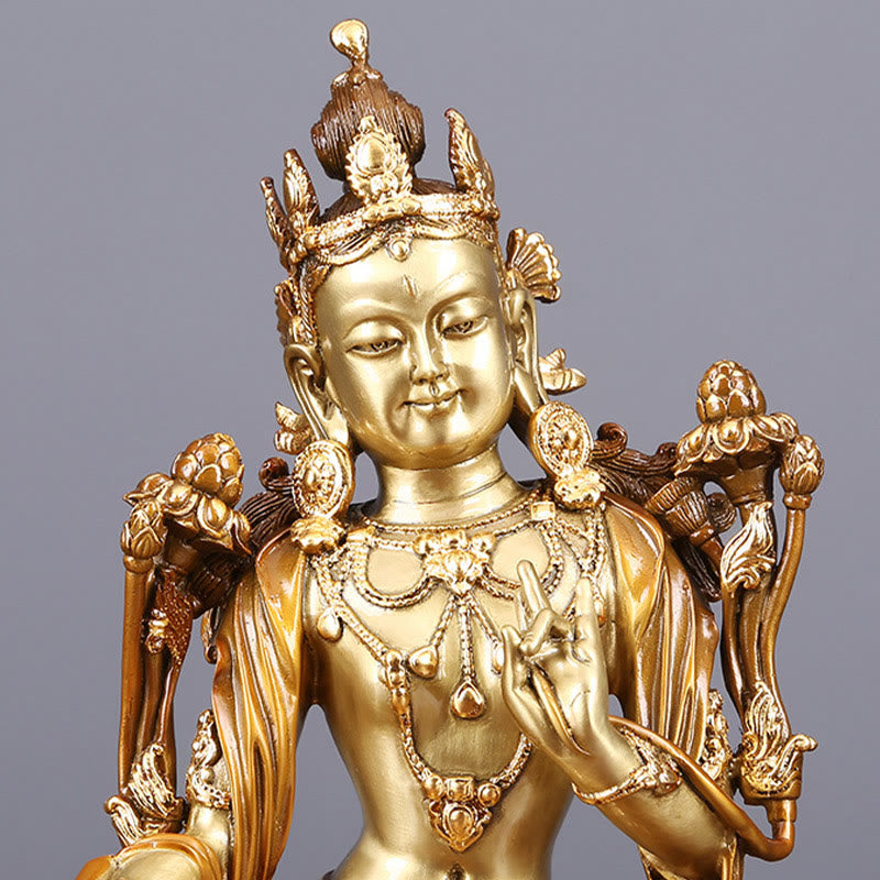 Nimara Ritual Bodhisattva Green Tara Figurine Protection Brass Copper Statue Home Offering Decoration