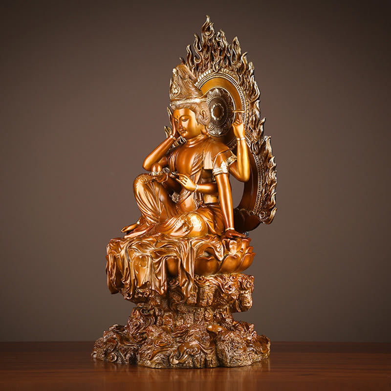 Nimara Ritual Kwan Yin Avalokitesvara Success Brass Copper Statue Home Desk Altar Decoration