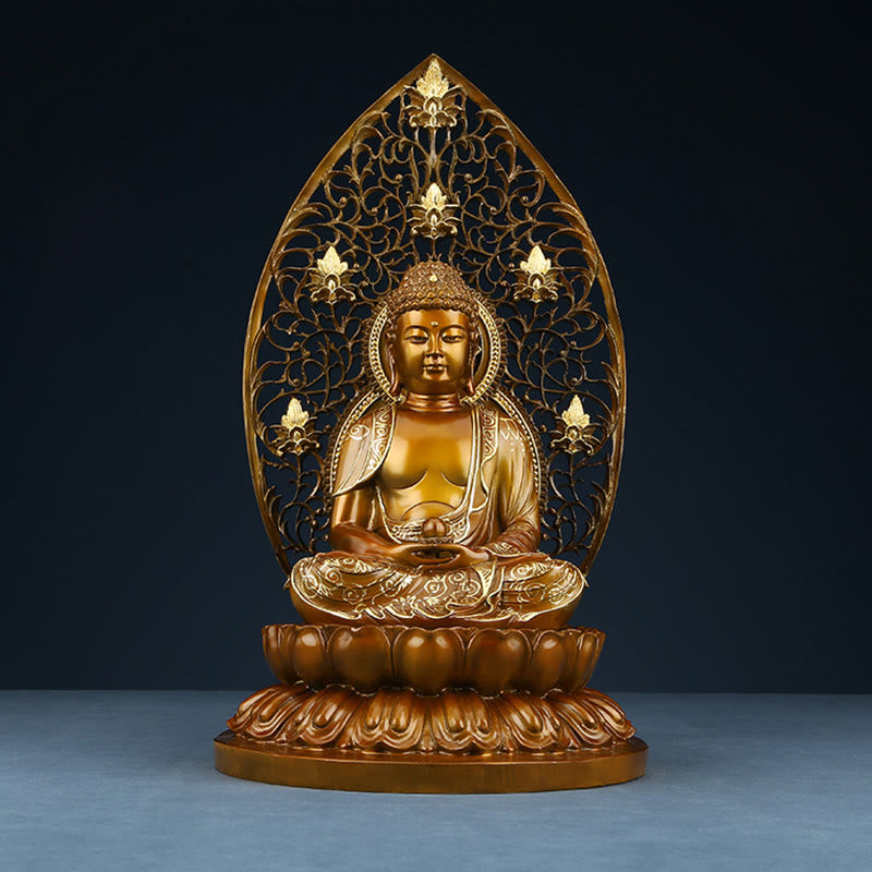 Nimara Ritual Sakyamuni Amitabha Medicine Buddha Figurine Serenity Copper Statue Home Offering Decoration