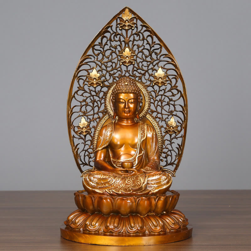 Nimara Ritual Sakyamuni Amitabha Medicine Buddha Figurine Serenity Copper Statue Home Offering Decoration