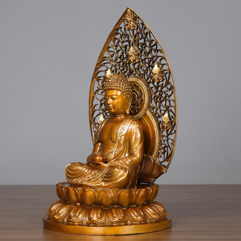Nimara Ritual Sakyamuni Amitabha Medicine Buddha Figurine Serenity Copper Statue Home Offering Decoration