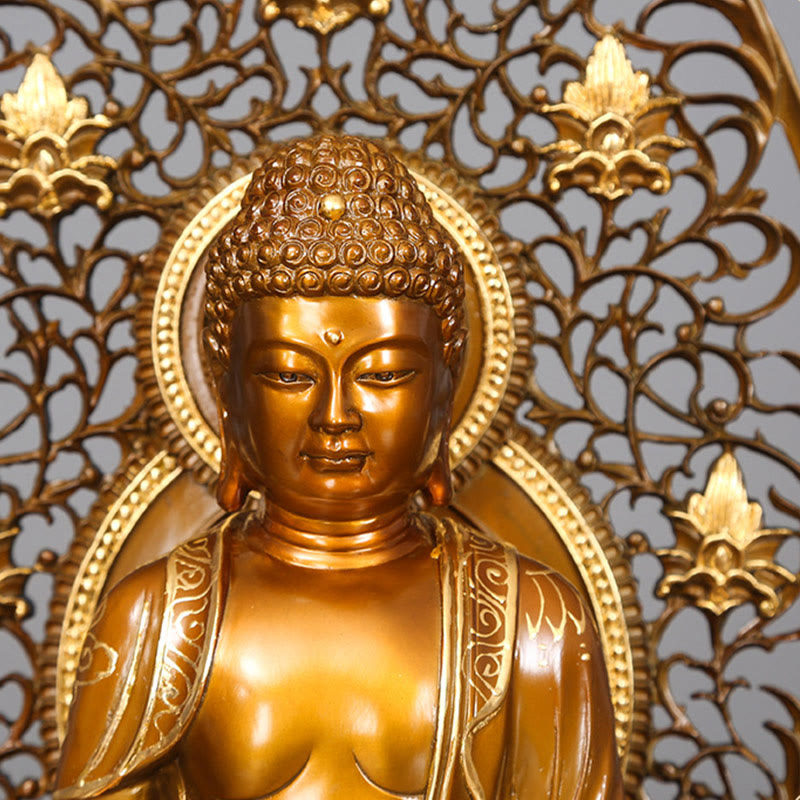 Nimara Ritual Sakyamuni Amitabha Medicine Buddha Figurine Serenity Copper Statue Home Offering Decoration