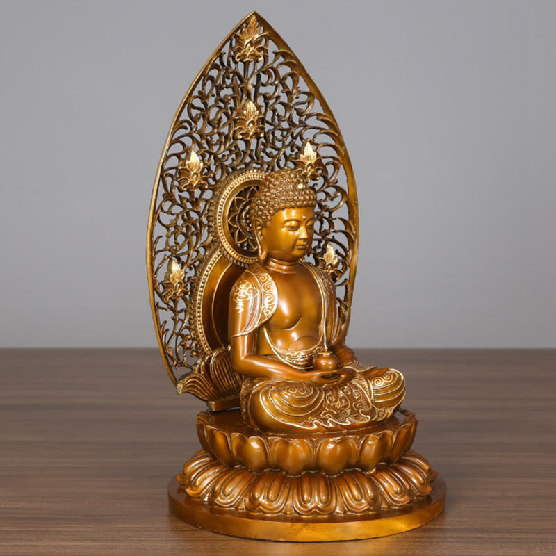 Nimara Ritual Sakyamuni Amitabha Medicine Buddha Figurine Serenity Copper Statue Home Offering Decoration