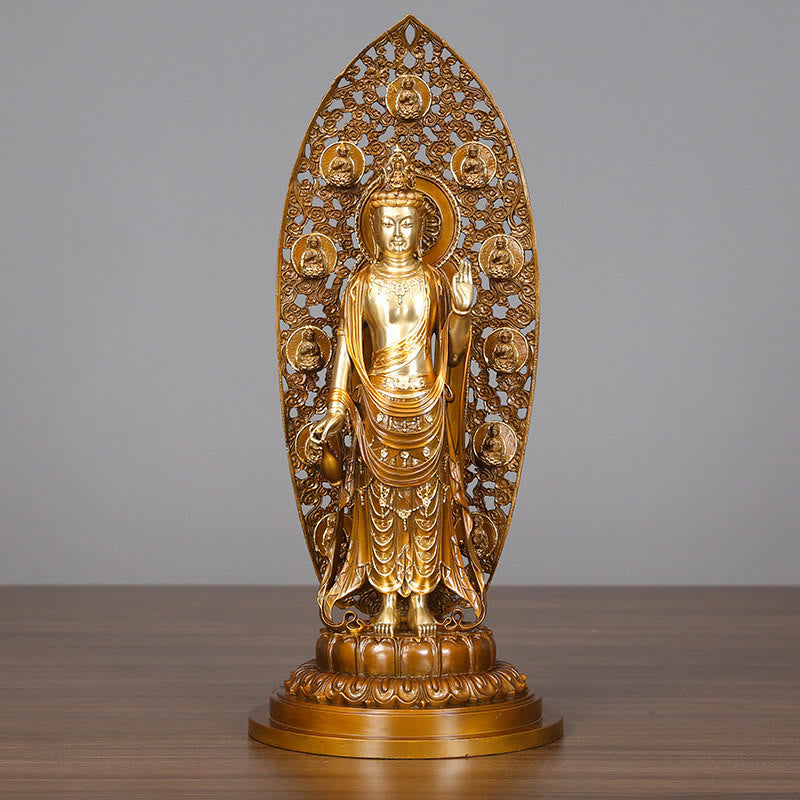 Nimara Ritual Kwan Yin Avalokitesvara Aura Harmony Brass Copper Statue Home Desk Decoration