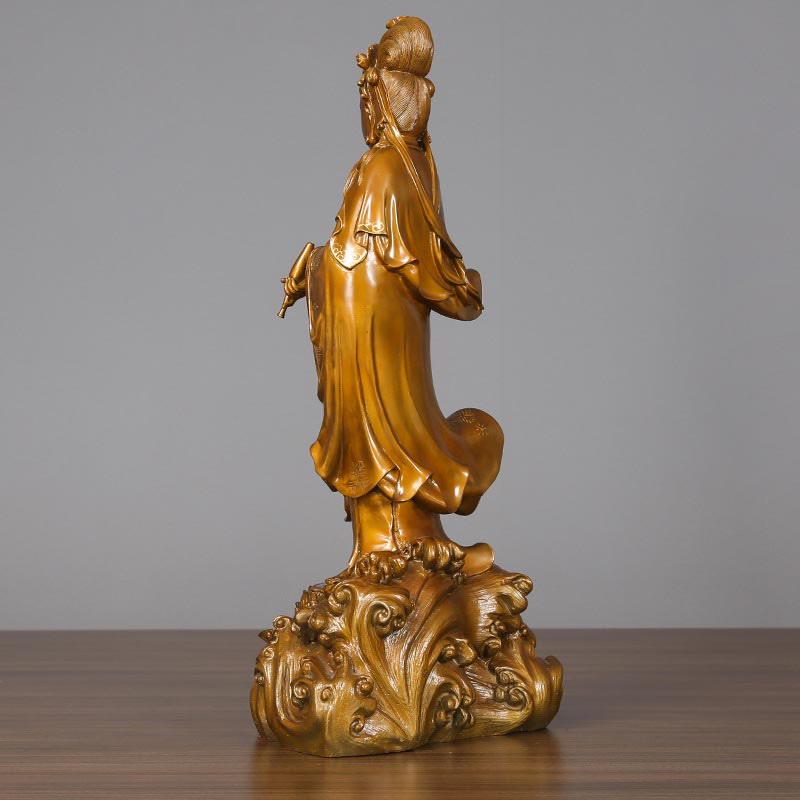Nimara Ritual Kwan Yin Avalokitesvara Holding A Vase Brass Harmony Copper Statue Home Decoration