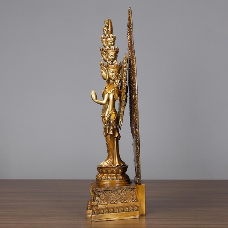 Nimara Ritual Handmade Thousand-armed Avalokitesvara Kwan Yin Wealth Brass Copper Statue Decoration