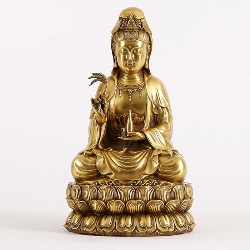 Nimara Ritual Kwan Yin Avalokitesvara Holding A Willow Bottle Harmony Brass Copper Statue Home Decoration